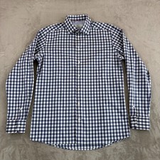 ETON Contemporary Cambridge Dress Shirt Blue Gingham Check Men Large 42 16.5