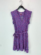 Joe Browns Blue Floral Sleeveless Ruffle Wrap Mini Dress Belted UK12