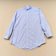 Brooks Brothers Dress Shirt 16.5 34 Blue Plaid Button Down Regular Fit Non Iron