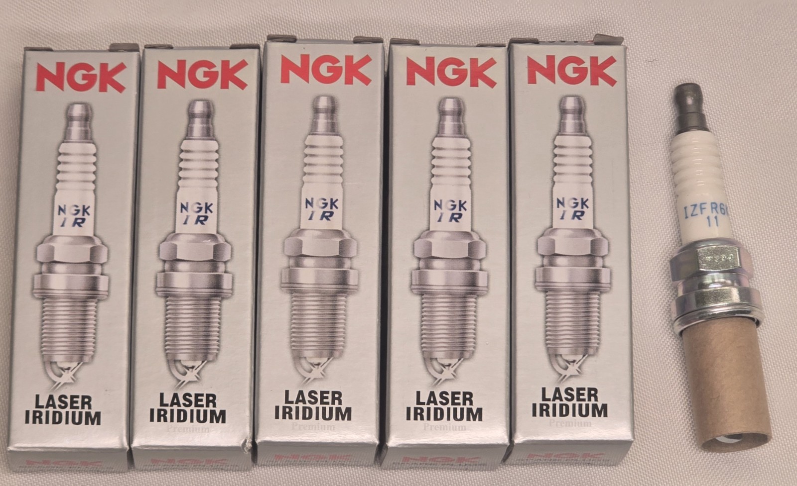 NGK Laser Iridium Spark Plugs IZFR6K-11 6994 - Set of 6, Silver