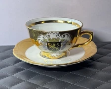 Vintage Bavaria Germany 24 Karat Gold Plated Tea Cup And Plate Heidelberg