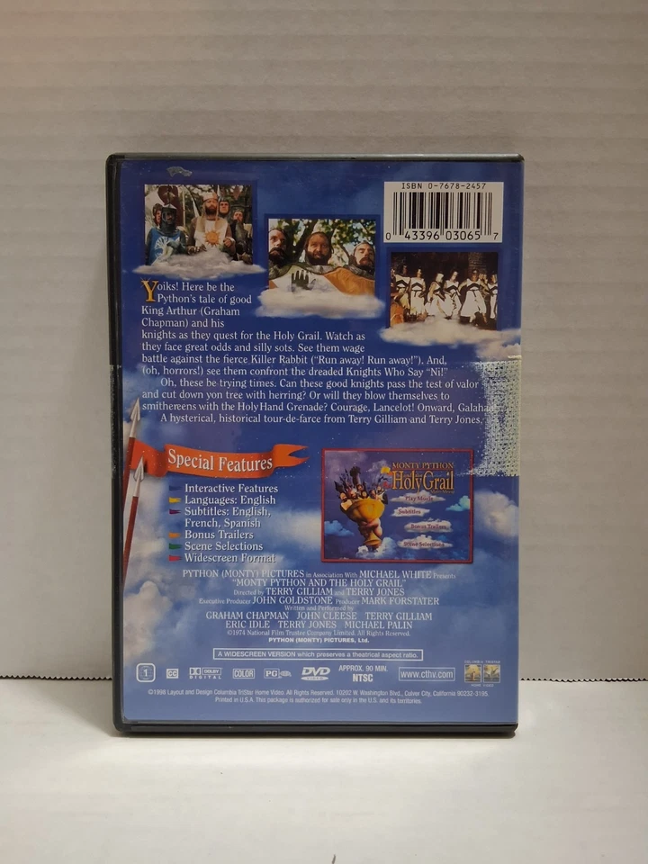 Monty Python and the Holy Grail 1974 DVD (1999) Deluxe Widescreen Edition USED  - Image 3 of 4