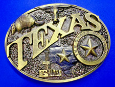 The Great State of TEXAS Longhorn Armadillo Lone Star Oil Rig Belt Buckle