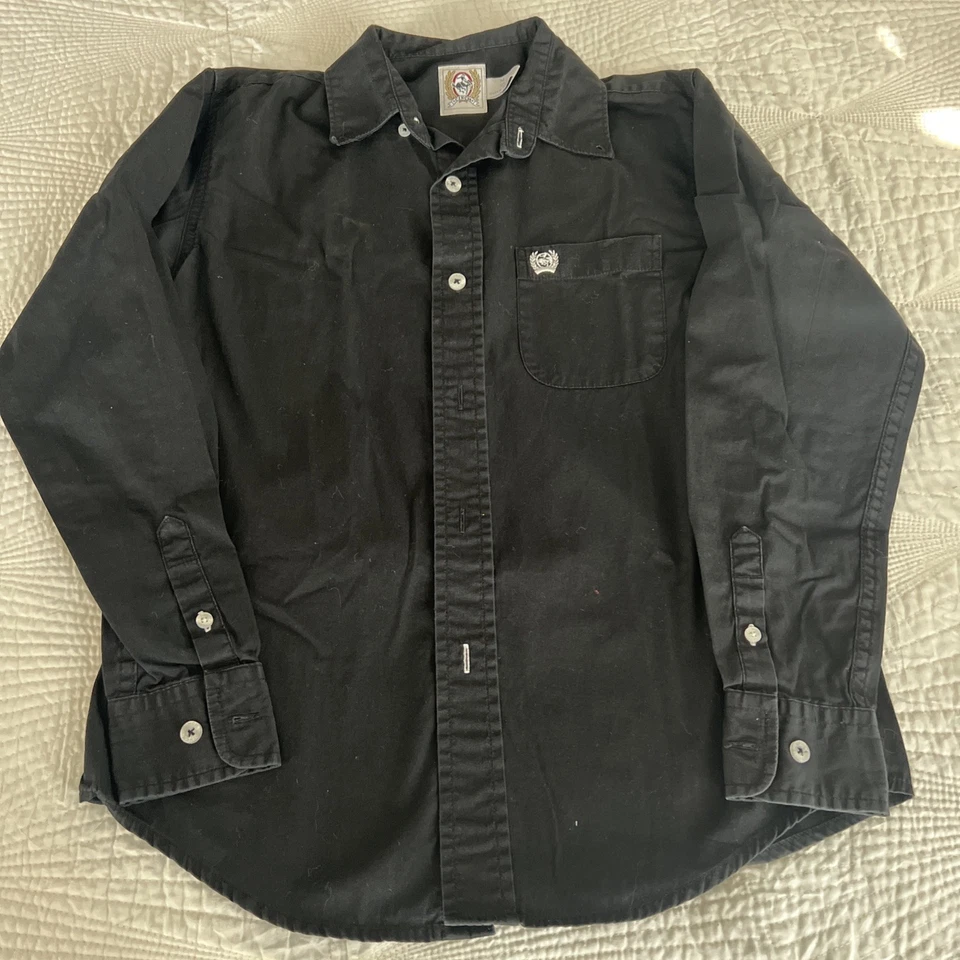 Однотонная черная рубашка с длинным рукавом Cinch детский размер средний или 10 - Изображение 2 из 4