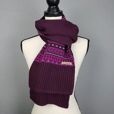 Columbia Fast Trek Winter Scarf Multi Purple Fair Isle Cabincore Ski Resortwear
