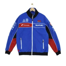 Suzuki Fleece Jacket Mens Size L Blue Racing Motorcycle Sport Full