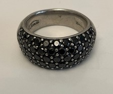 Vintage ti Sento 925 Silver Ring, Black Stones (10g) Used