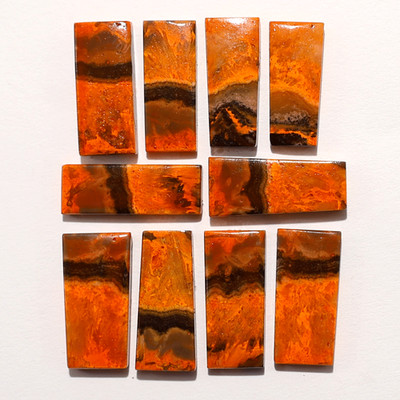 Lava Bars~ 10 PC Natural Bumble Bee Jasper 24mm-27mm Volcanic Pattern Cabochons