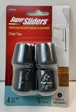 Super Sliders 7/8"- 22mm • 4 RUBBER SLIP-ON CHAIR / TABLE TIPS BLACK Leg Caps