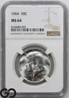 1964 Kennedy Half Dollar NGC MS 64 ** Lustrous Silver Blazer!
