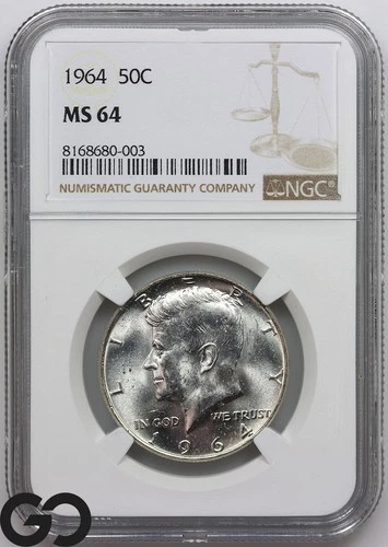 1964 Kennedy Half Dollar NGC MS 64 ** Lustrous Silver Blazer!