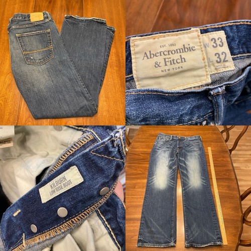 Abercrombie & Fitch Jeans Button Fly Kilburn Low Rise 33x32 (34x32) Y2K Wide Leg