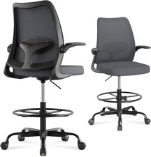 Drafting Chair,Tall Office Chair with Adjustable Footrest Ring,Lumbar Support,Er