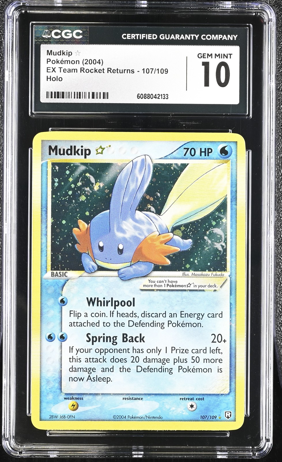CGC 10 Mudkip Gold Star EX Team Rocket Returns 107/109 Holo Pokemon Card