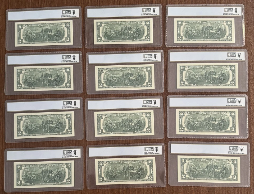 12 PIECE LOT $2 2003A FEDERAL RESERVE NOTES ATLANTA PCGS 67PPQ 1938-F CLOSE S/Ns - Image 2 of 2