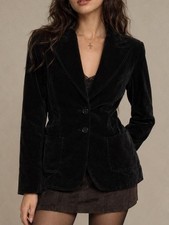 Vintage Rampage Black Velvet Blazer Medium 90s Y2K Whimsigoth Jacket Minimalist