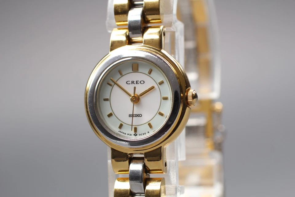 Vintage 1989 N MINT Seiko Creo 1F21-0A9A Two-Tone Quartz Womens Watch JAPAN - Image 3 of 4