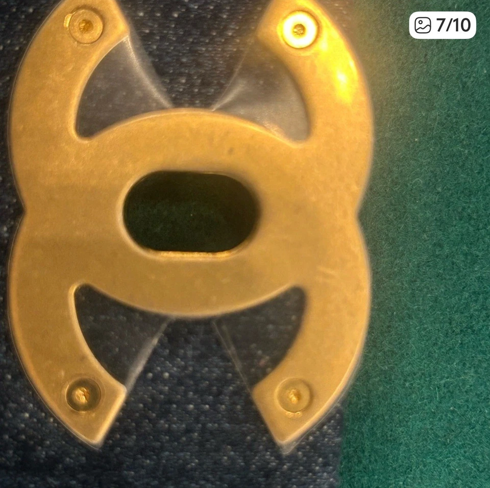 Bolsa de ombro Chanel denim azul acolchoada CC bloqueio de giro tiracolo autêntica - Imagem 4 de 4