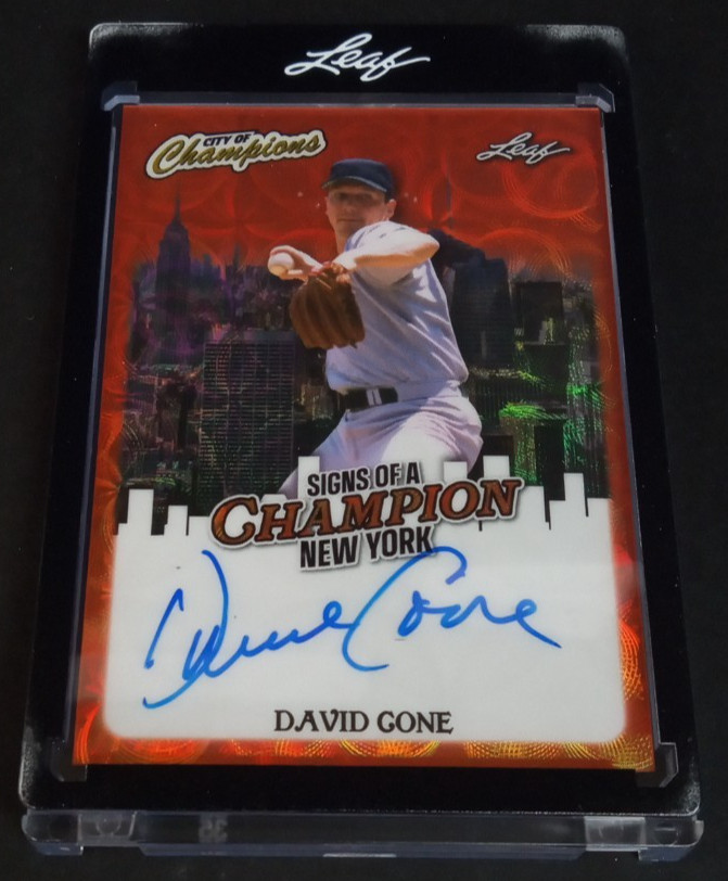 2026 Leaf City of Champions David Cone UER Signs of a Champion Auto /6 Orange