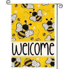  NEW BEEEEEEEAUTIFUL  WELCOME BEES GARDEN FLAG  12"X 18"