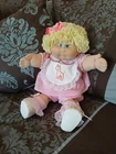 Vtg Cabbage Patch Doll Paci Lemon Blonde Loops Blue Eyes OK Tag #1 HM Clothes