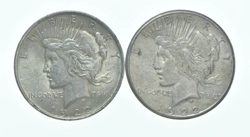 1922 & 1922-S Peace Silver Dollar $1 Bullion Collection Lot *128