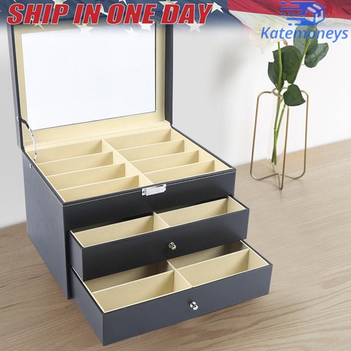 24 Slots Glasses Box Display Storage Case Organizer Leather For Sunglasses NEW