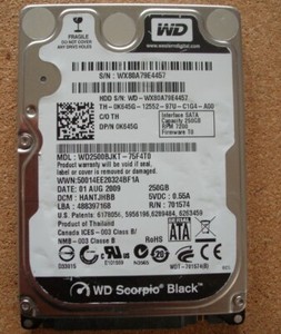 WD 2,5 Zoll SATA Laptop Notebook Festplatte 250GB
