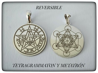 Metatrón Sterling Silver Tetragrammaton eliphas Pendant Cubo Metatrón plata ley