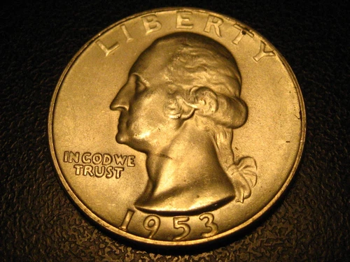 1953-S  90% Silver Washington Head Quarter GEM BU SMOKY TONING NICE