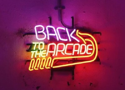 Back To The Arcade 20''x16'' Neon Sign Decor Artwork Lamp Glass Bar With Dimmer