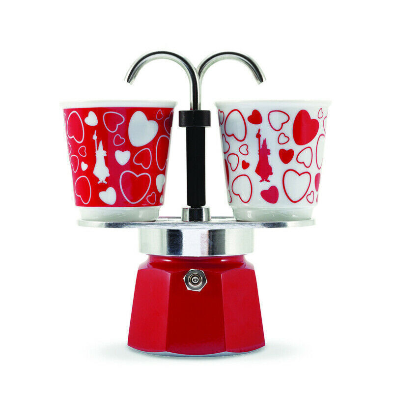 Bialetti Set Mini Express Moka Con 2 Tazze Cuore 90ml
