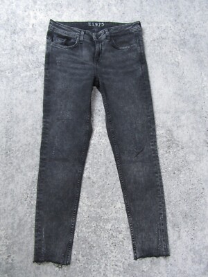 Zara Basic Denim Womens Size 6 Z1975 Skinny Straight Dark Wash Black Casual Slim