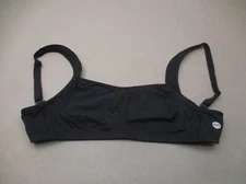 TYR Size L(10-12) Women BLK Unlined Wireless Wide Strap Back Close Sports Bra 6S