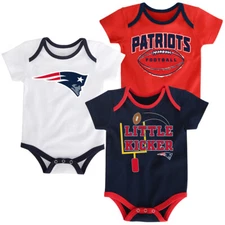 6-9 Months New England Patriots Baby Infant Set of 3 Bodysuits FREE SHIPPING
