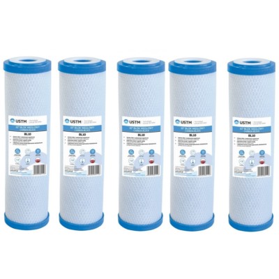 5 x 10'' Wasserfilter Carbon Block Kohlefilter Aktivkohleblock Kalk Chlor Osmose 