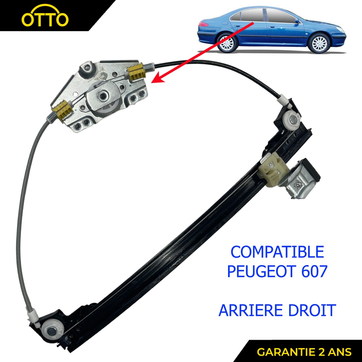 Mécanisme De Lève-vitre ARRIERE DROIT Prévu Pour Peugeot 607 - 922461 9224A0