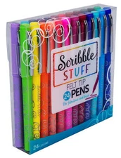 Scribble Stuff 24 Count Felt Pens, Medium Point (0.8mm). Great for Kids, Teens