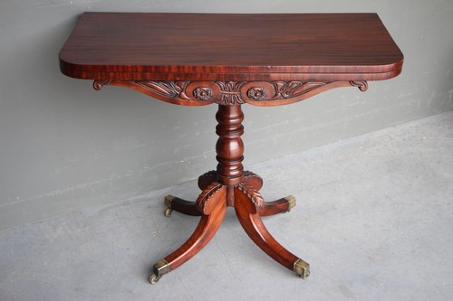 Antique Regency fold over GAMES TABLE raised on carved sabre legs 1815 original - Picture 14 of 15
