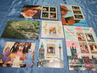 Prinz Charles & Diana , Briefmarken - Blöcke + Postkarte , Lot 02 ,  Lady  Di