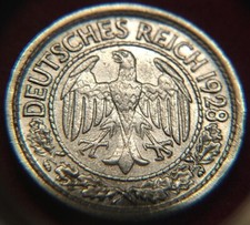 2658) Weimar Republik 50 Reichspfennig Pfennig 1928 E Muldenhütten f. VZ / AU 