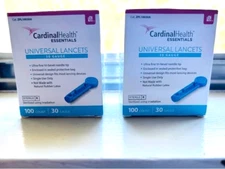 Cardinal Health Essentials Universal Lancets 30 Gauge 2 Boxes of 100 NEW UNOPEN