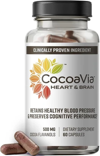 CocoaVia Heart & Brain Supplement, Memory & Circulation Booster, 60 Capsules