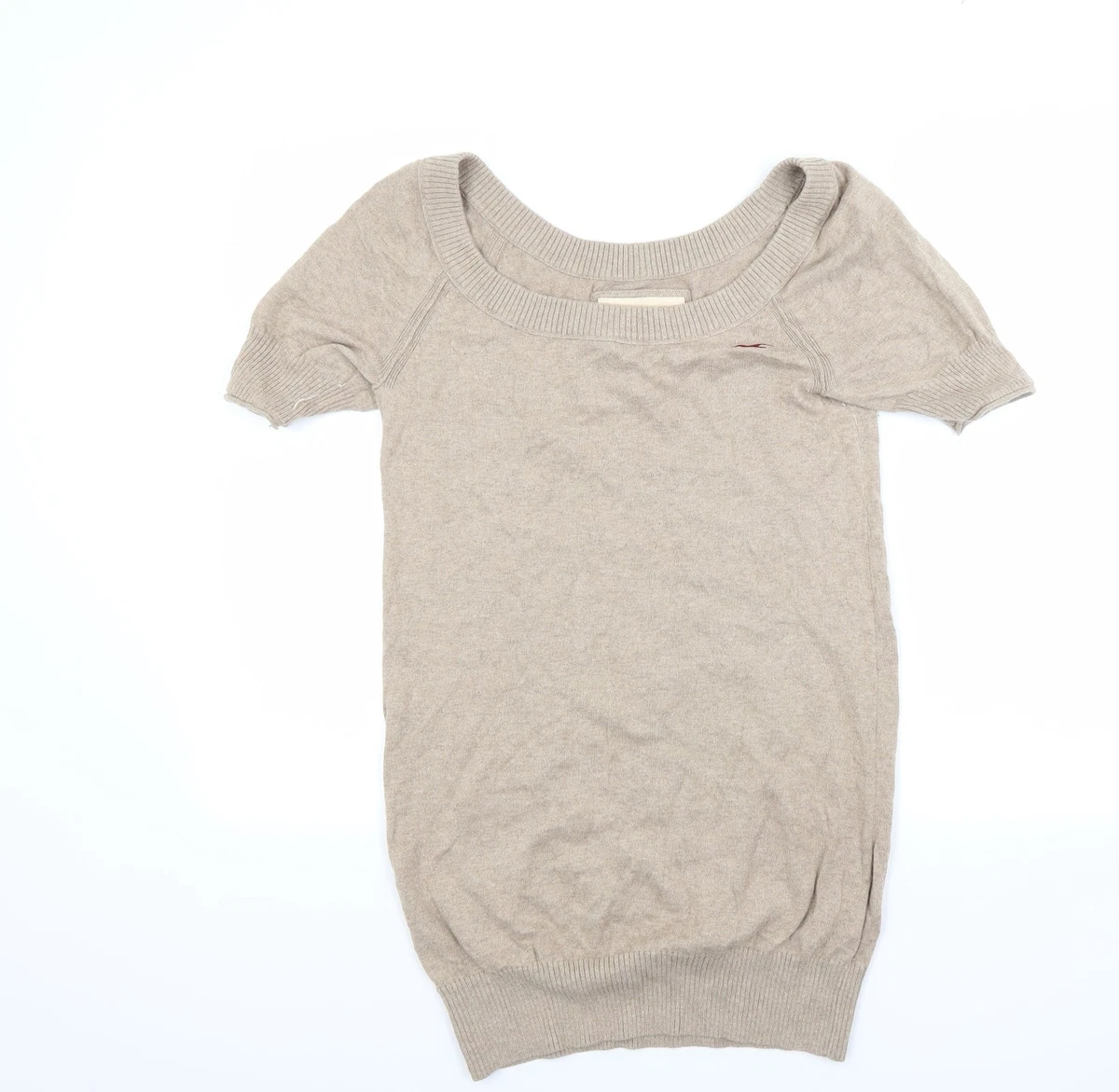 Hollister Womens Brown Round Neck Cotton Pullover Jumper Size S