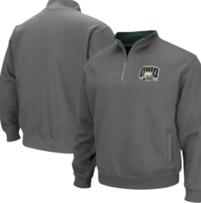 Ohio Bobcats Men's Colosseum Tortugas Charcoal Logo Quarter-Zip Jacket Sz M 008