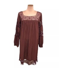Ulla Johnson Odile Dress Size 6 Brick Red Brown Silk Crochet Lace