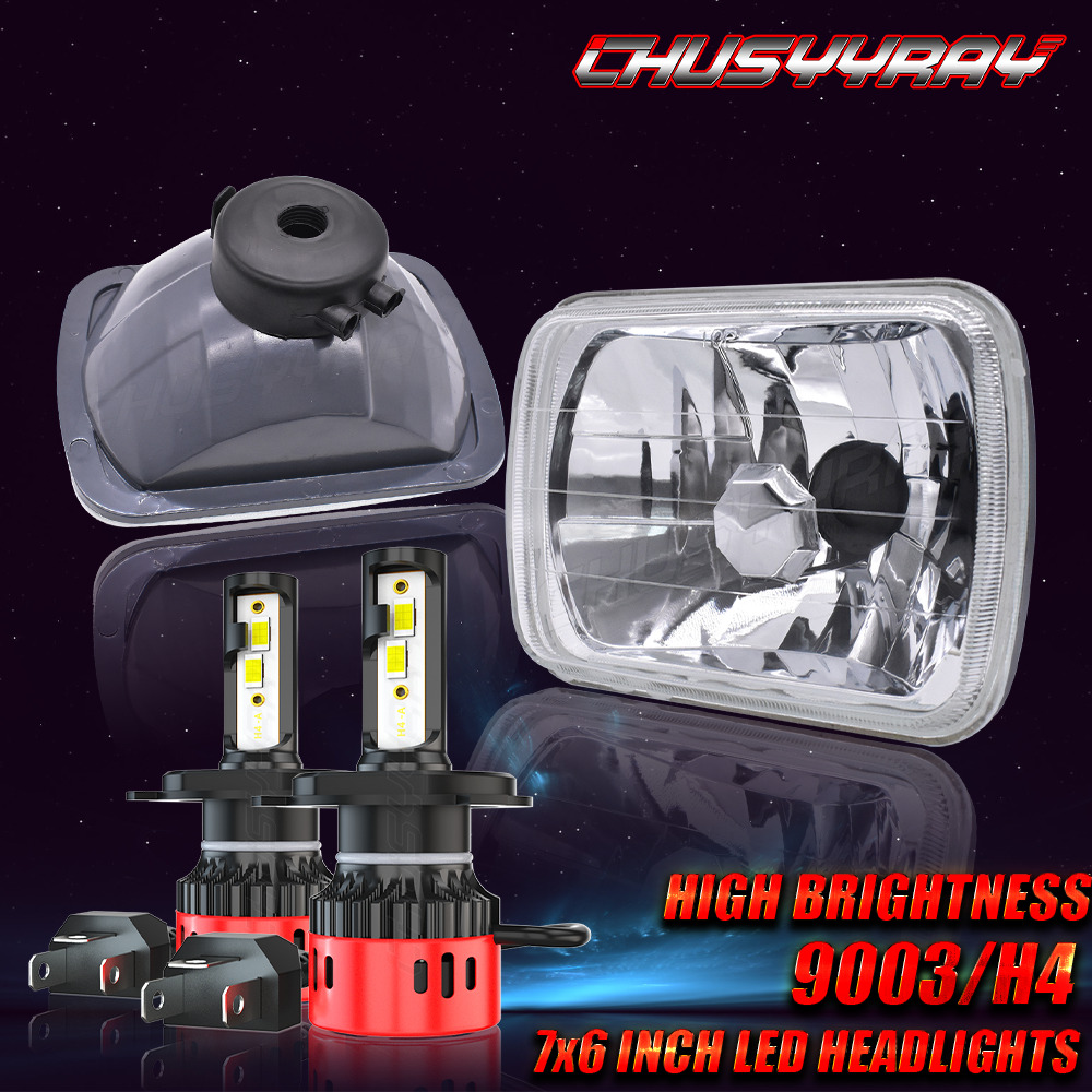 Pair For Chevy S10 Sonoma GMC K1500 7x6 5X7 inch Projector LED Headlights Hi/Lo