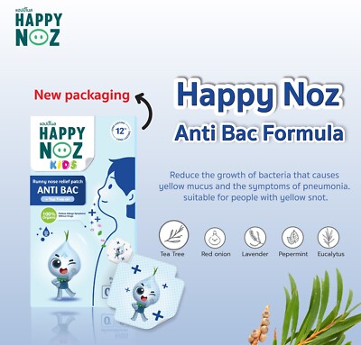 Happy Noz Organic Onion Blue Sticker Anti Bacteria Prevent Green Runny Nose
