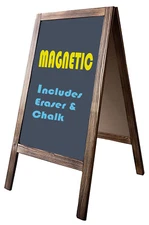 Tektrum Rustic Wood Magnetic Sidewalk Chalkboard Sign Board 20"x40"-Natural Wood