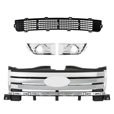For Ford Edge 2007-2010 4PCS Front Bumper Grille Upper Lower+2 Fog Lamp Molding